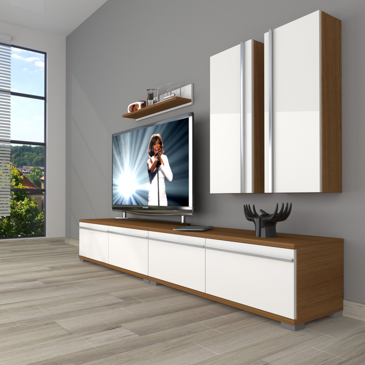 Decoraktiv Eko 5220T Mdf Tv Ünitesi Tv Sehpası Ceviz - Beyaz