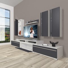 Decoraktiv Ekoflex 8D Mdf Tv Ünitesi Tv Sehpası Beyaz - Antrasit