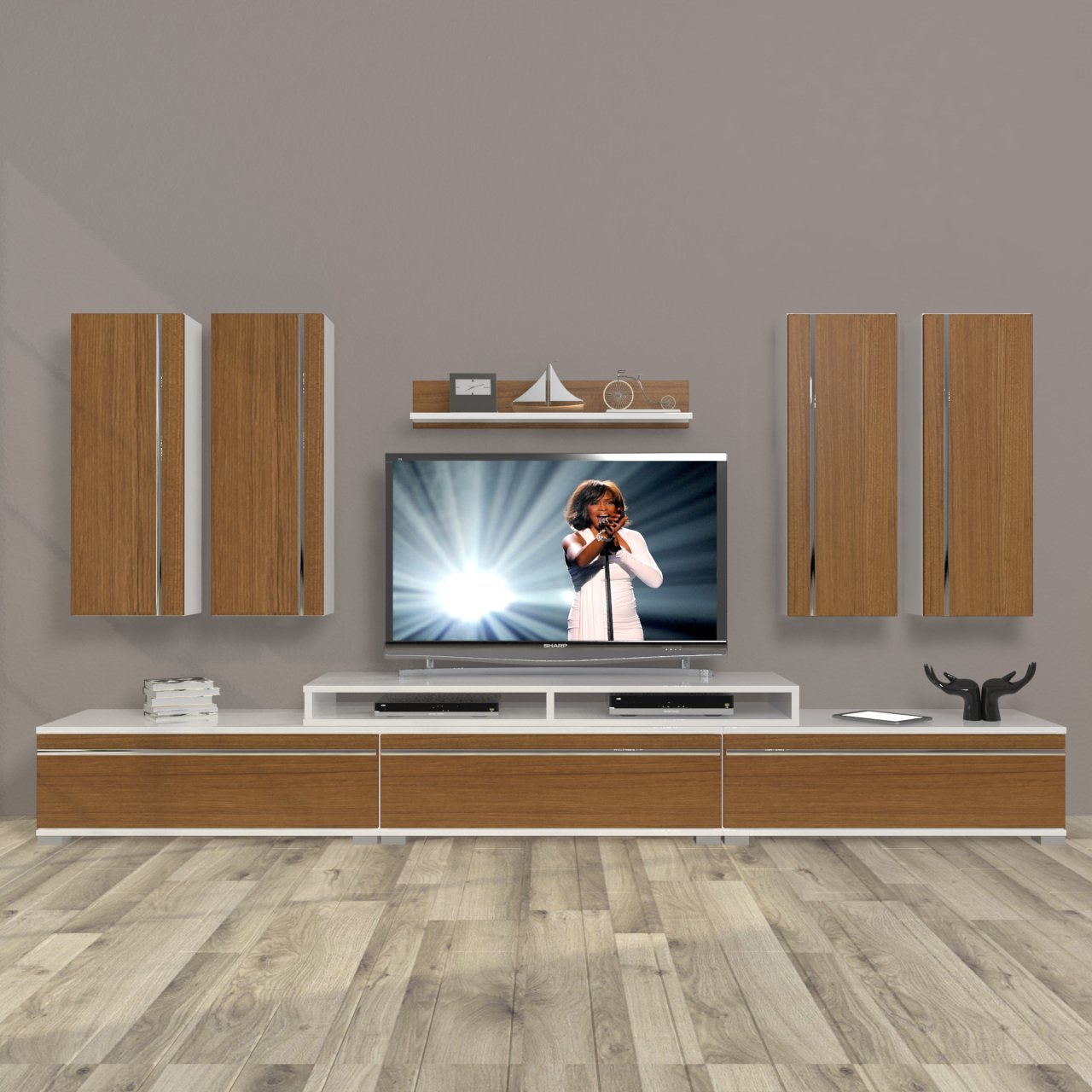 Decoraktiv Ekoflex 8D Mdf Tv Ünitesi Tv Sehpası Beyaz - Ceviz