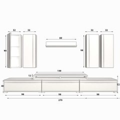 Decoraktiv Ekoflex 8D Mdf Tv Ünitesi Tv Sehpası Beyaz - Siyah