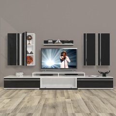 Decoraktiv Ekoflex 8D Mdf Tv Ünitesi Tv Sehpası Beyaz - Siyah