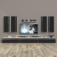 Decoraktiv Ekoflex 8D Mdf Tv Ünitesi Tv Sehpası Beyaz - Siyah