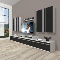 Decoraktiv Ekoflex 8D Mdf Tv Ünitesi Tv Sehpası Beyaz - Siyah