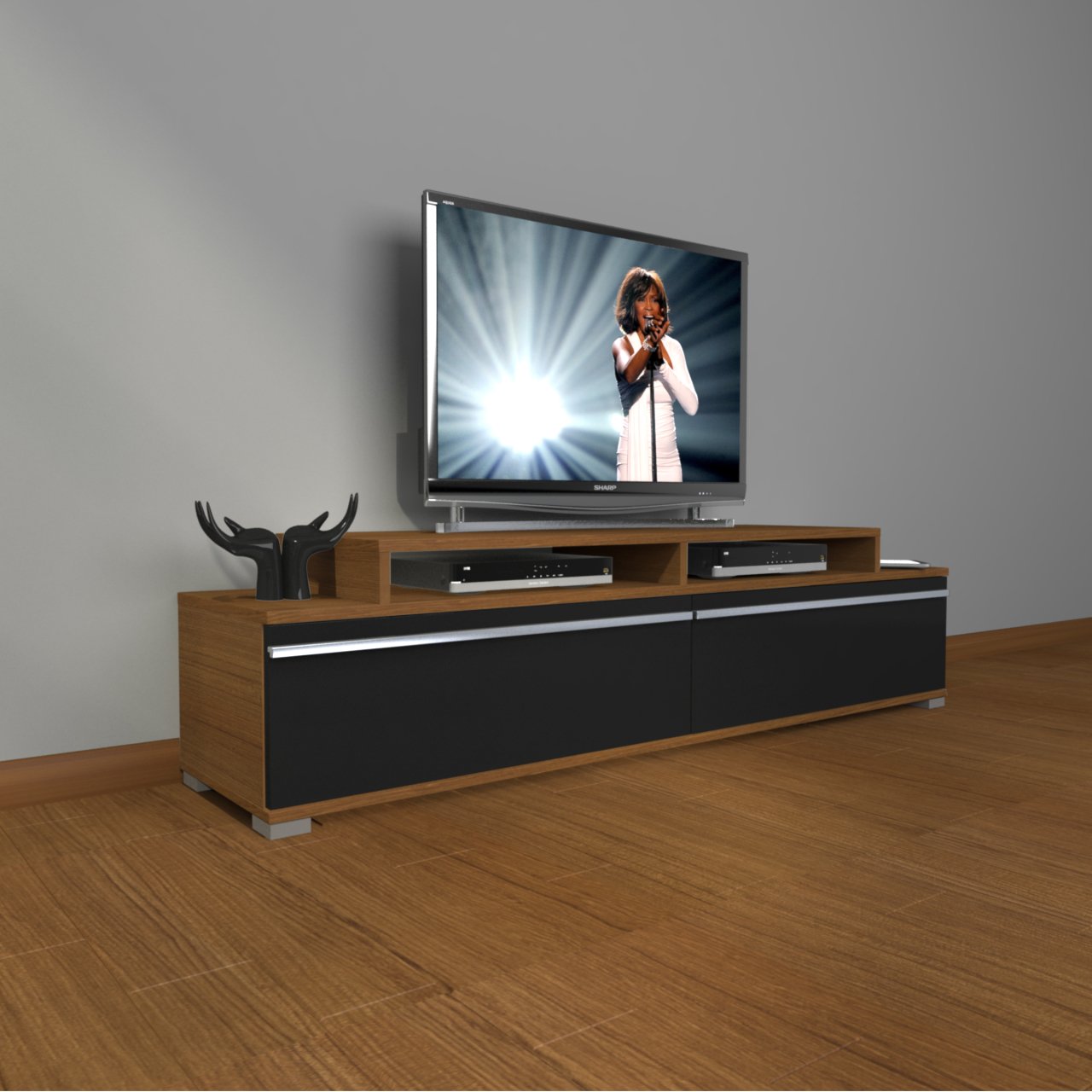 Decoraktiv Ekoflex 4 Mdf Tv Ünitesi Tv Sehpası Ceviz - Siyah