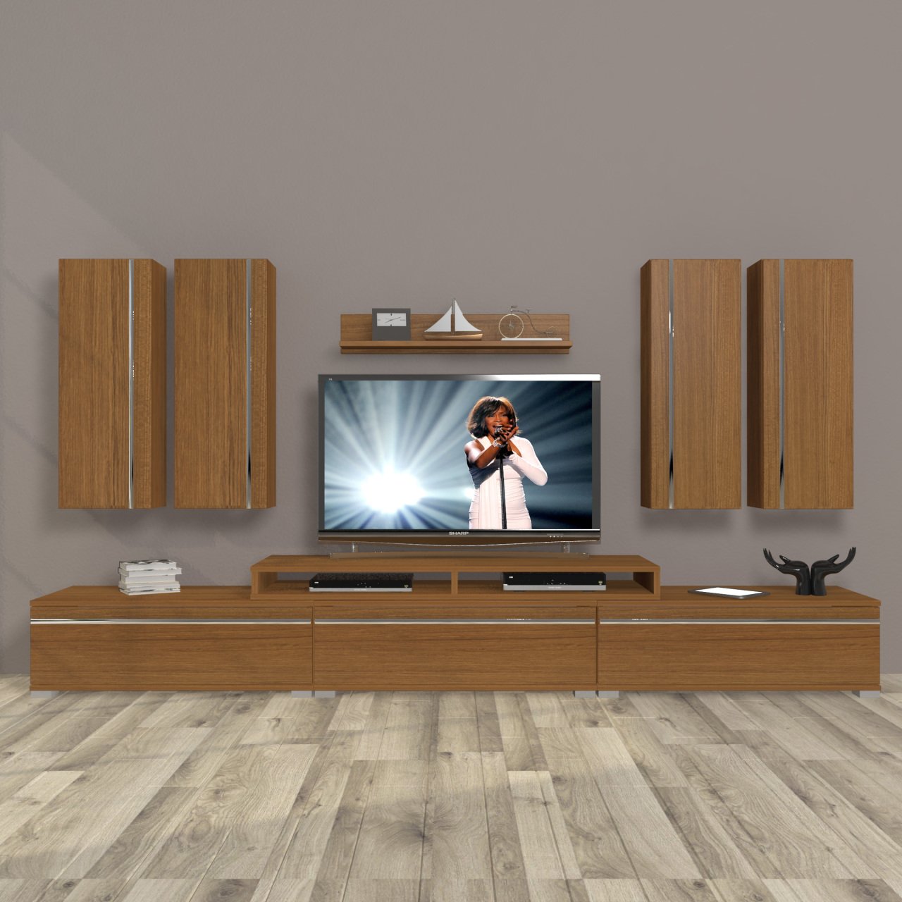 Decoraktiv Ekoflex 8D Mdf Tv Ünitesi Tv Sehpası Ceviz