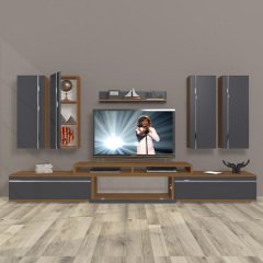 Decoraktiv Ekoflex 8D Mdf Tv Ünitesi Tv Sehpası Ceviz - Antrasit