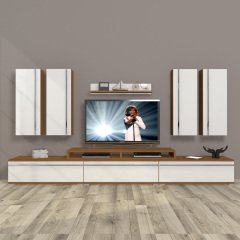 Decoraktiv Ekoflex 8D Mdf Tv Ünitesi Tv Sehpası Ceviz - Beyaz