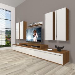 Decoraktiv Ekoflex 8D Mdf Tv Ünitesi Tv Sehpası Ceviz - Beyaz