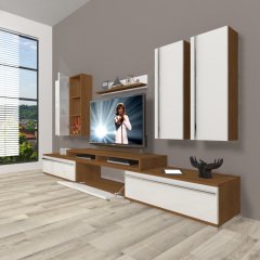 Decoraktiv Ekoflex 8D Mdf Tv Ünitesi Tv Sehpası Ceviz - Beyaz