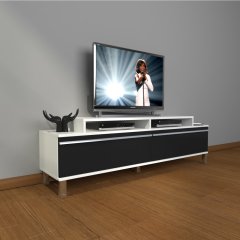 Decoraktiv Ekoflex 4 Mdf Krom Ayaklı Tv Ünitesi Tv Sehpası Beyaz - Siyah
