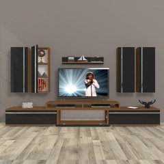 Decoraktiv Ekoflex 8D Mdf Tv Ünitesi Tv Sehpası Ceviz - Siyah