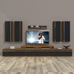Decoraktiv Ekoflex 8D Mdf Tv Ünitesi Tv Sehpası Ceviz - Siyah