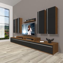 Decoraktiv Ekoflex 8D Mdf Tv Ünitesi Tv Sehpası Ceviz - Siyah