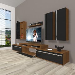 Decoraktiv Ekoflex 8D Mdf Tv Ünitesi Tv Sehpası Ceviz - Siyah