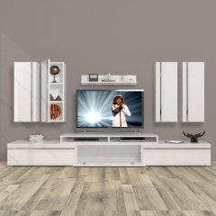 Decoraktiv Ekoflex 8D Mdf Tv Ünitesi Tv Sehpası Parlak Beyaz