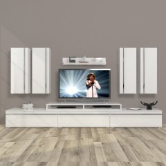 Decoraktiv Ekoflex 8D Mdf Tv Ünitesi Tv Sehpası Parlak Beyaz