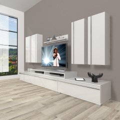 Decoraktiv Ekoflex 8D Mdf Tv Ünitesi Tv Sehpası Parlak Beyaz