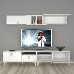 Decoraktiv Eko 5220 Mdf Gold Tv Ünitesi Tv Sehpası Parlak Beyaz