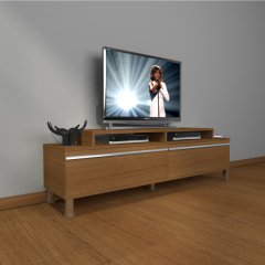 Decoraktiv Ekoflex 4 Mdf Krom Ayaklı Tv Ünitesi Tv Sehpası Ceviz
