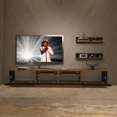 Decoraktiv Trendstyle 220RS Slm Tv Ünitesi Tv Sehpası Ceviz - Siyah