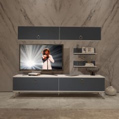 Decoraktiv Eko 5 Mdf Std Gold Tv Ünitesi Tv Sehpası Beyaz - Antrasit