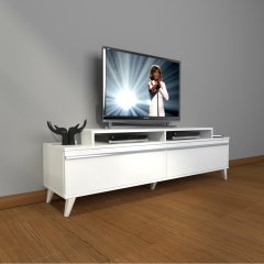 Decoraktiv Ekoflex 4 Mdf Retro Tv Ünitesi Tv Sehpası Parlak Beyaz
