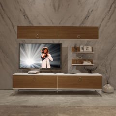 Decoraktiv Eko 5 Mdf Std Gold Tv Ünitesi Tv Sehpası Beyaz - Ceviz