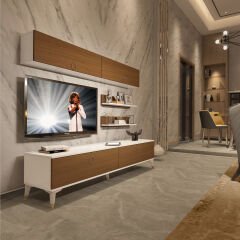 Decoraktiv Eko 5 Mdf Std Gold Tv Ünitesi Tv Sehpası Beyaz - Ceviz