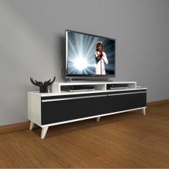 Decoraktiv Ekoflex 4 Mdf Retro Tv Ünitesi Tv Sehpası Beyaz - Siyah