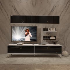Decoraktiv Eko 5 Mdf Std Gold Tv Ünitesi Tv Sehpası Beyaz - Siyah