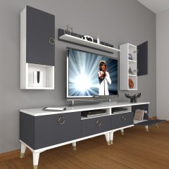 Decoraktiv Eko 5220DA Mdf Gold Tv Ünitesi Tv Sehpası Beyaz - Antrasit