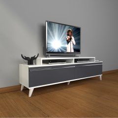 Decoraktiv Ekoflex 4 Mdf Retro Tv Ünitesi Tv Sehpası Beyaz - Antrasit