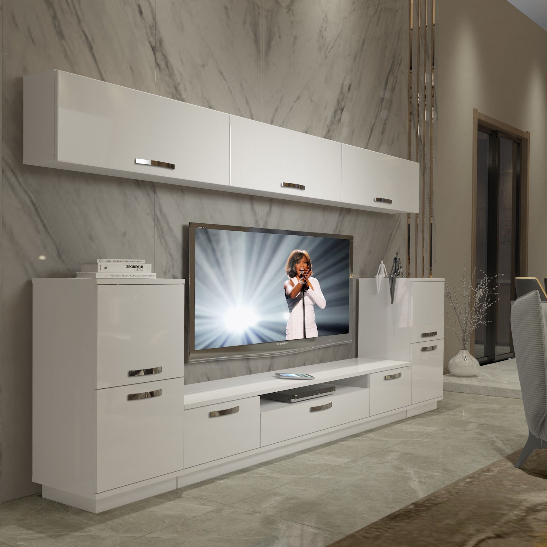 Decoraktiv Trendstyle 9 Mdf Tv Ünitesi Tv Sehpası Parlak Beyaz
