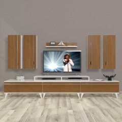 Decoraktiv Ekoflex 8D Mdf Retro Tv Ünitesi Tv Sehpası Beyaz - Ceviz
