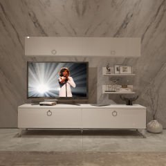 Decoraktiv Eko 5 Mdf Std Gold Tv Ünitesi Tv Sehpası Parlak Beyaz