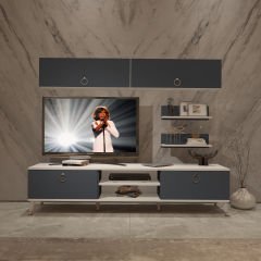 Decoraktiv Eko 5 Mdf Dvd Gold Tv Ünitesi Tv Sehpası Beyaz - Antrasit