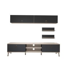 Decoraktiv Eko 5 Mdf Dvd Gold Tv Ünitesi Tv Sehpası Beyaz - Antrasit