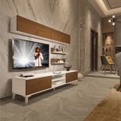 Decoraktiv Eko 5 Mdf Dvd Gold Tv Ünitesi Tv Sehpası Beyaz - Ceviz