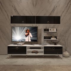 Decoraktiv Eko 5 Mdf Dvd Gold Tv Ünitesi Tv Sehpası Beyaz - Siyah