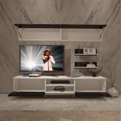 Decoraktiv Eko 5 Mdf Dvd Gold Tv Ünitesi Tv Sehpası Beyaz - Siyah