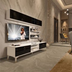Decoraktiv Eko 5 Mdf Dvd Gold Tv Ünitesi Tv Sehpası Beyaz - Siyah