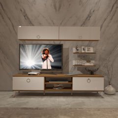 Decoraktiv Eko 5 Mdf Dvd Gold Tv Ünitesi Tv Sehpası Ceviz - Beyaz