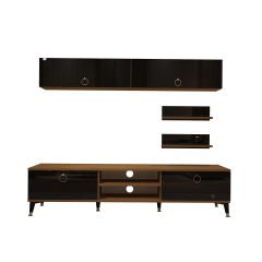 Decoraktiv Eko 5 Mdf Dvd Gold Tv Ünitesi Tv Sehpası Ceviz - Siyah
