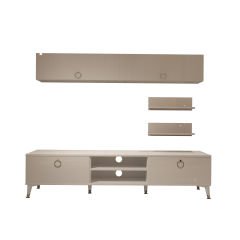 Decoraktiv Eko 5 Mdf Dvd Gold Tv Ünitesi Tv Sehpası Parlak Beyaz