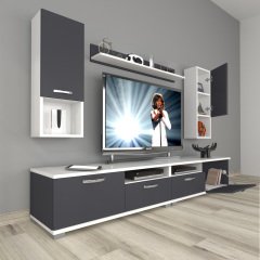 Decoraktiv Eko 5200DA Mdf Tv Ünitesi Tv Sehpası Beyaz - Antrasit