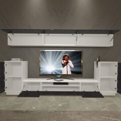 Decoraktiv Trendstyle 9 Mdf Tv Ünitesi Tv Sehpası Beyaz - Siyah Mermer