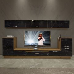 Decoraktiv Trendstyle 9 Mdf Tv Ünitesi Tv Sehpası Pera - Siyah Mermer