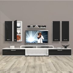 Decoraktiv Ekoflex 8D Slm Tv Ünitesi Tv Sehpası Beyaz - Siyah