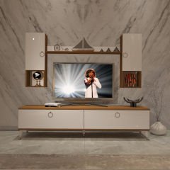 Decoraktiv Eko 5DA Mdf Std Gold Tv Ünitesi Tv Sehpası Ceviz - Beyaz