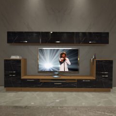 Decoraktiv Trendstyle 9 Mdf Tv Ünitesi Tv Sehpası Ceviz - Siyah Mermer